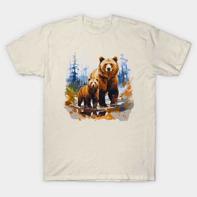 Mama Bear and Her Cub, Unbreakable Connection T-Shirt by Nebula Nexus